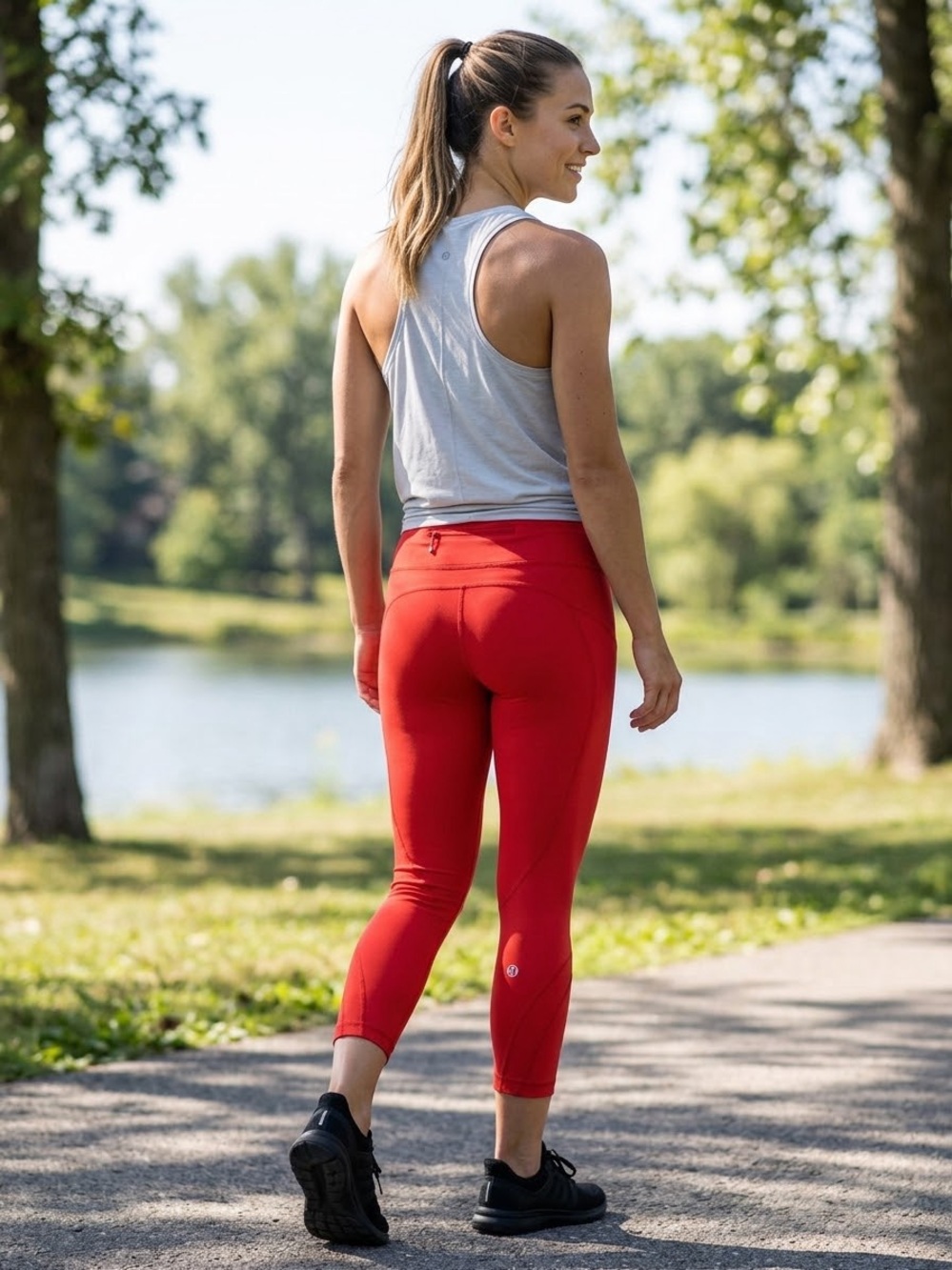 Lululemon Red Active Leggings No Size Tag 26 “